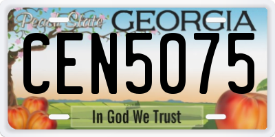 GA license plate CEN5075