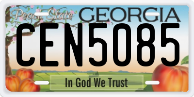 GA license plate CEN5085