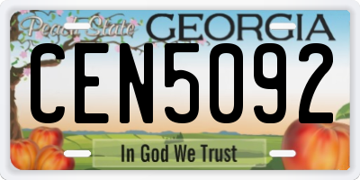 GA license plate CEN5092