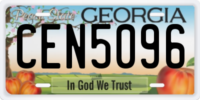 GA license plate CEN5096