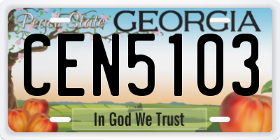 GA license plate CEN5103