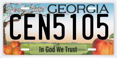 GA license plate CEN5105