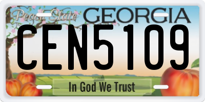 GA license plate CEN5109