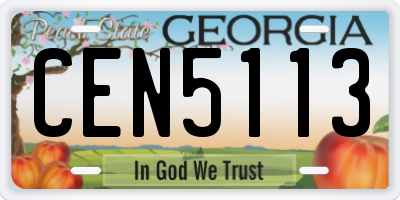 GA license plate CEN5113