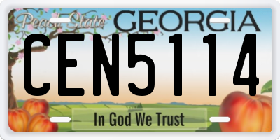 GA license plate CEN5114