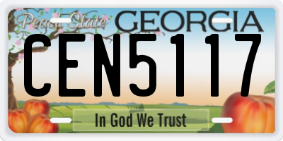GA license plate CEN5117