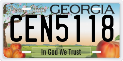 GA license plate CEN5118