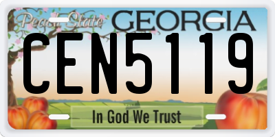 GA license plate CEN5119