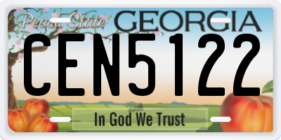 GA license plate CEN5122