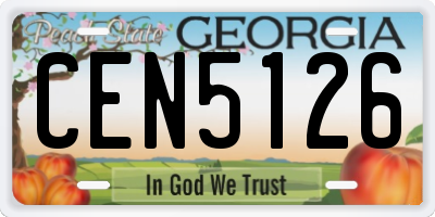 GA license plate CEN5126