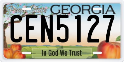GA license plate CEN5127
