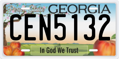 GA license plate CEN5132