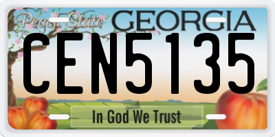GA license plate CEN5135