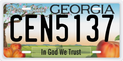 GA license plate CEN5137