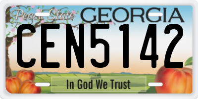 GA license plate CEN5142