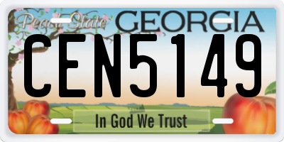 GA license plate CEN5149
