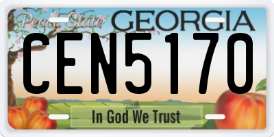 GA license plate CEN5170