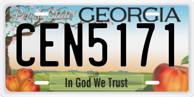 GA license plate CEN5171