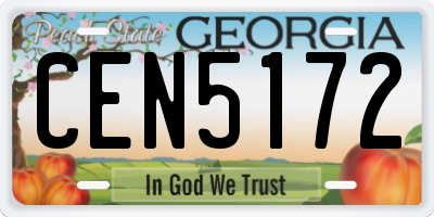 GA license plate CEN5172
