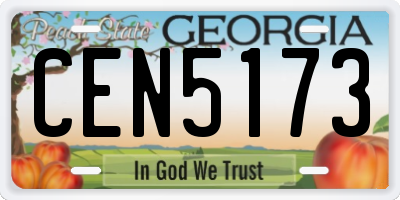 GA license plate CEN5173