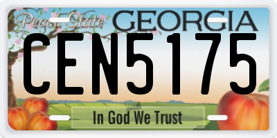 GA license plate CEN5175