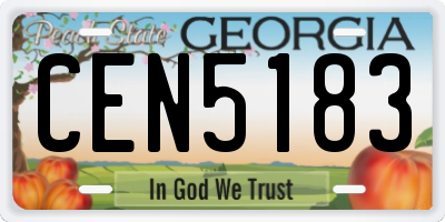 GA license plate CEN5183