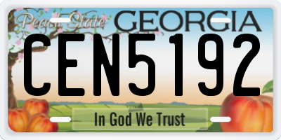 GA license plate CEN5192