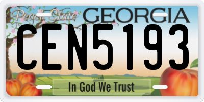 GA license plate CEN5193