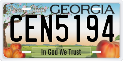GA license plate CEN5194