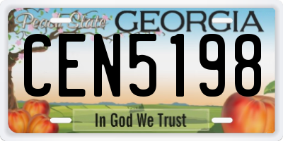 GA license plate CEN5198