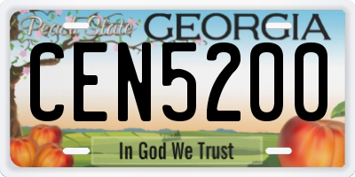GA license plate CEN5200