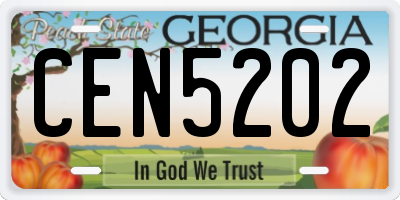 GA license plate CEN5202