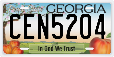 GA license plate CEN5204