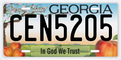 GA license plate CEN5205