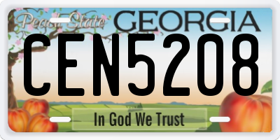 GA license plate CEN5208