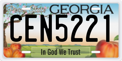GA license plate CEN5221