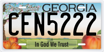 GA license plate CEN5222