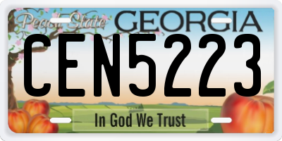 GA license plate CEN5223