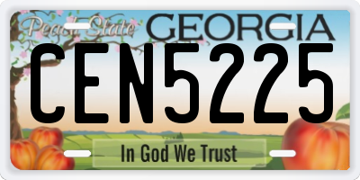 GA license plate CEN5225