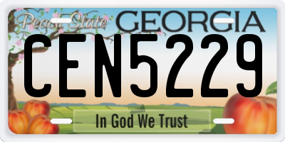 GA license plate CEN5229