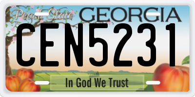 GA license plate CEN5231