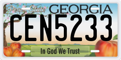 GA license plate CEN5233