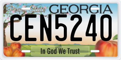 GA license plate CEN5240