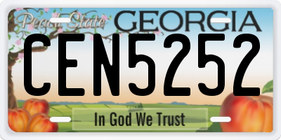 GA license plate CEN5252