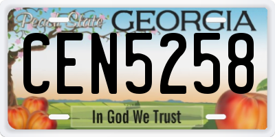 GA license plate CEN5258