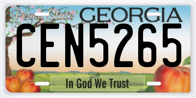 GA license plate CEN5265