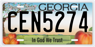 GA license plate CEN5274