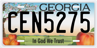GA license plate CEN5275