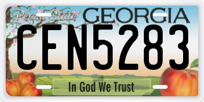 GA license plate CEN5283