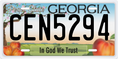 GA license plate CEN5294
